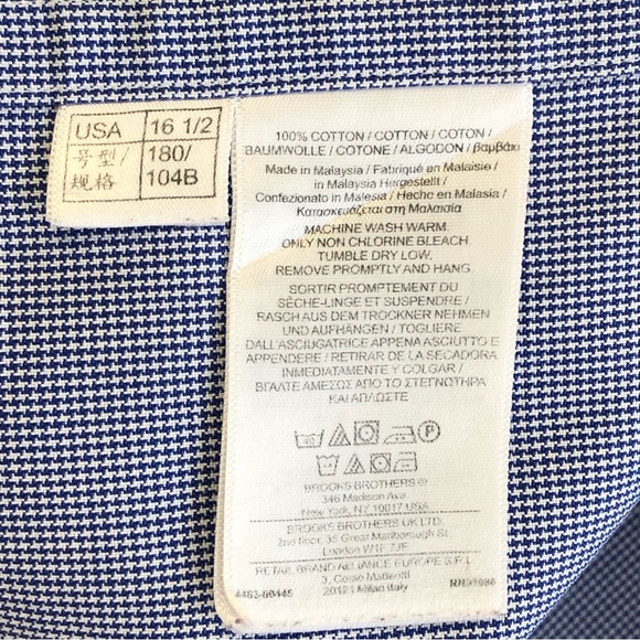 BROOKS BROTHERS Classic Men Long Sleeve Casual Button Down Shirt Sz 16 1/2 -32 - Picture 14 of 14